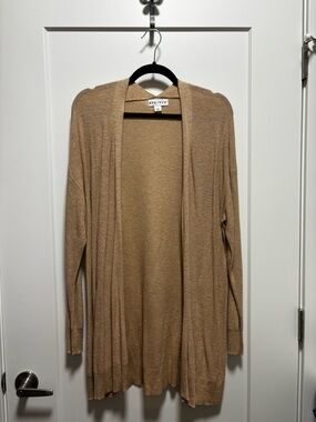 Ava & Viv Open-Front Long Cardigan - Camel